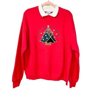 Vintage Have A Merry Christmas Collared Sweatshirt Size Large